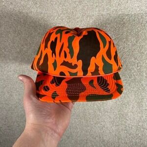 Vintage orange duck camo foam roped trucker hat